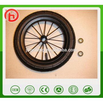 8/12/14 inches alloy Carbon steel PU foam bicycle wheel ,pneumatic bike wheel ,Baby carrier wheels